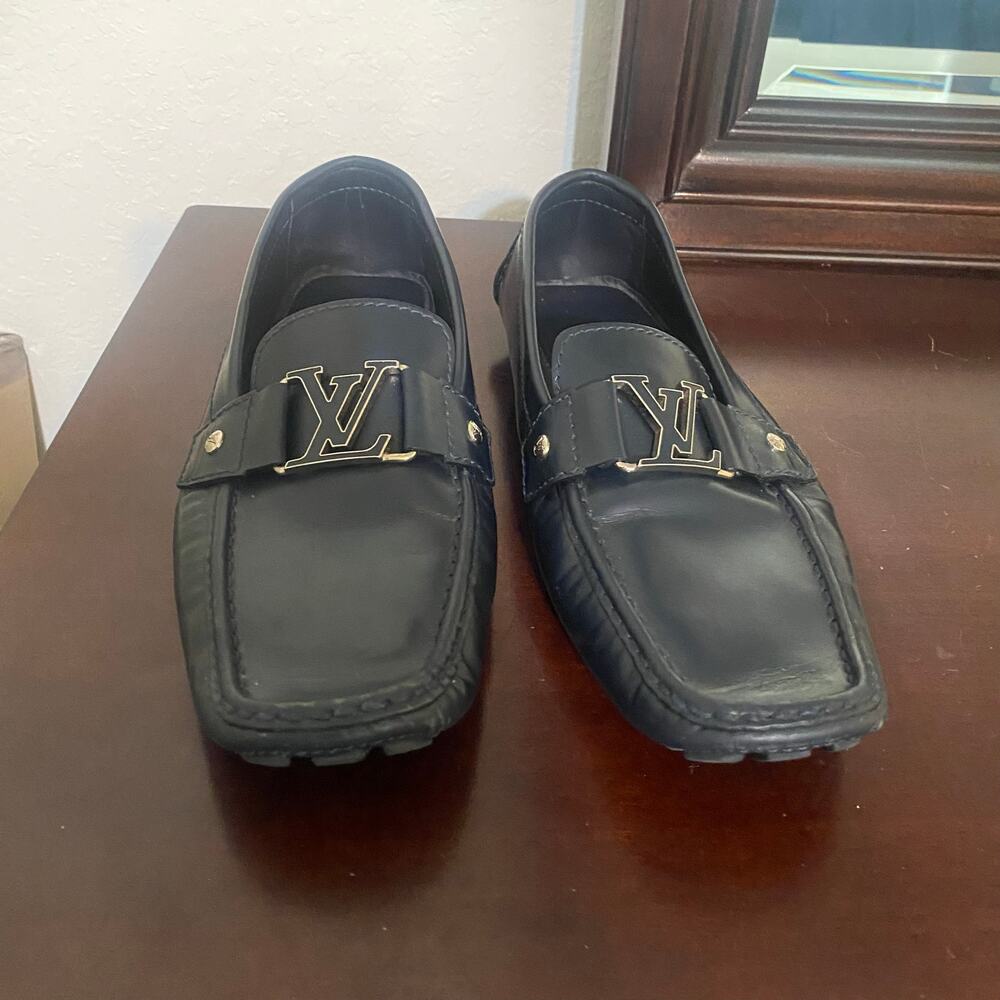 Louis Vuitton Big Logo Buckle Black Monte Carlo Loafers Size 9 - Picture 2 of 8